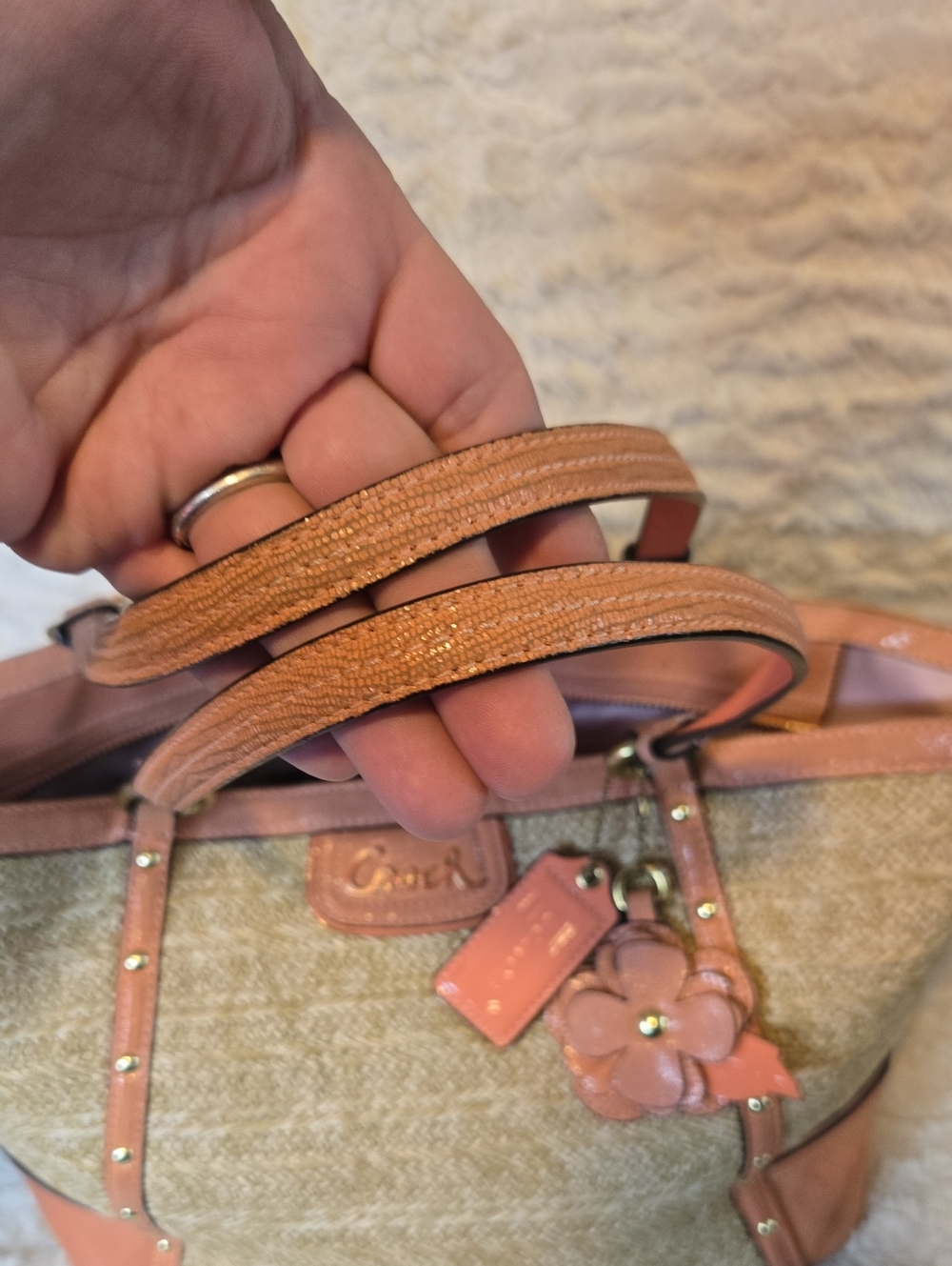 Coach Alexandra Woven Straw Tote Bag - Picture 4 of 10